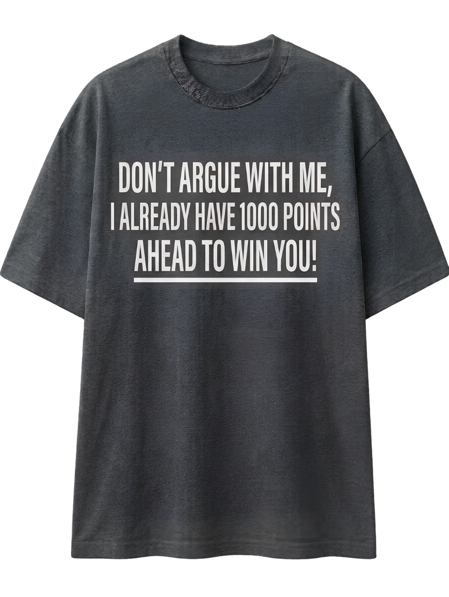 T-Shirt with Maroon Mini Graphic — 'Don't Looked For Me, I Already Found You' Statement Tee