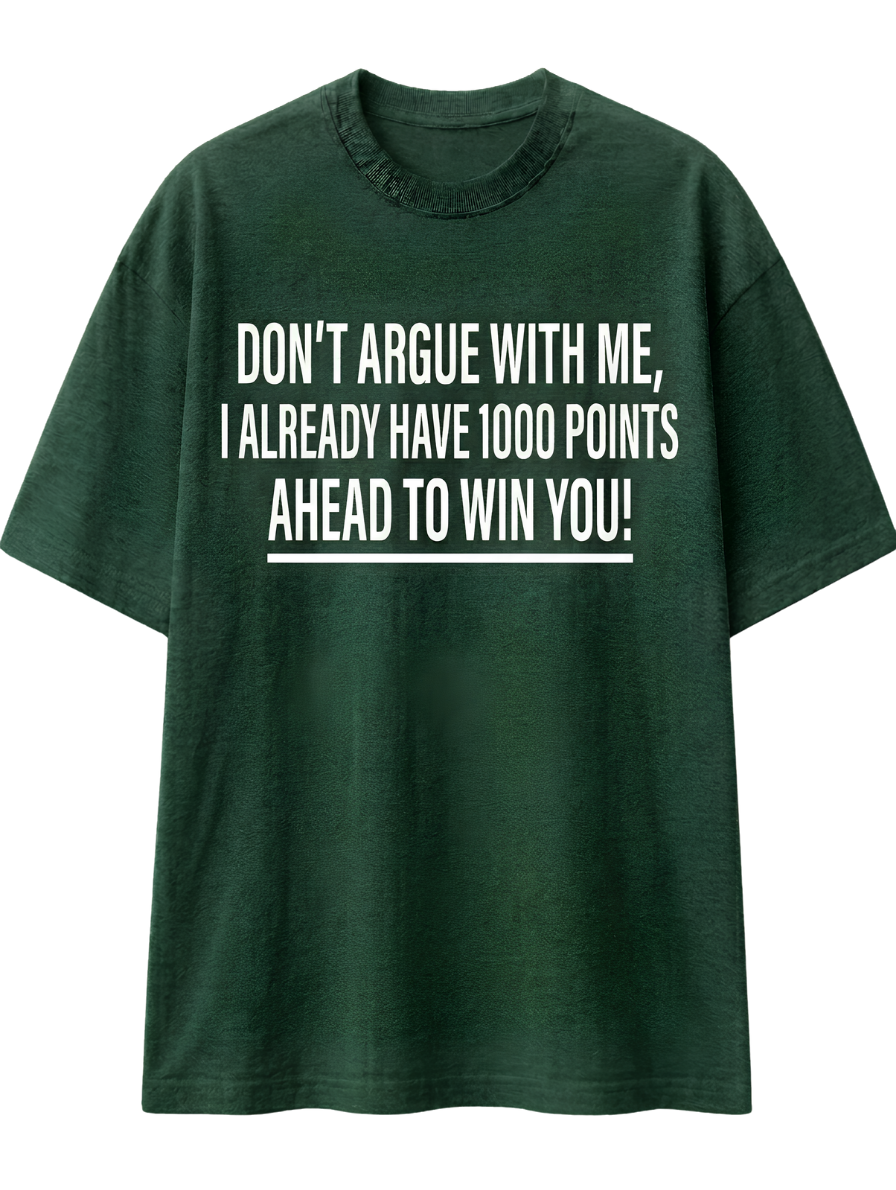 T-Shirt with Maroon Mini Graphic — 'Don't Looked For Me, I Already Found You' Statement Tee