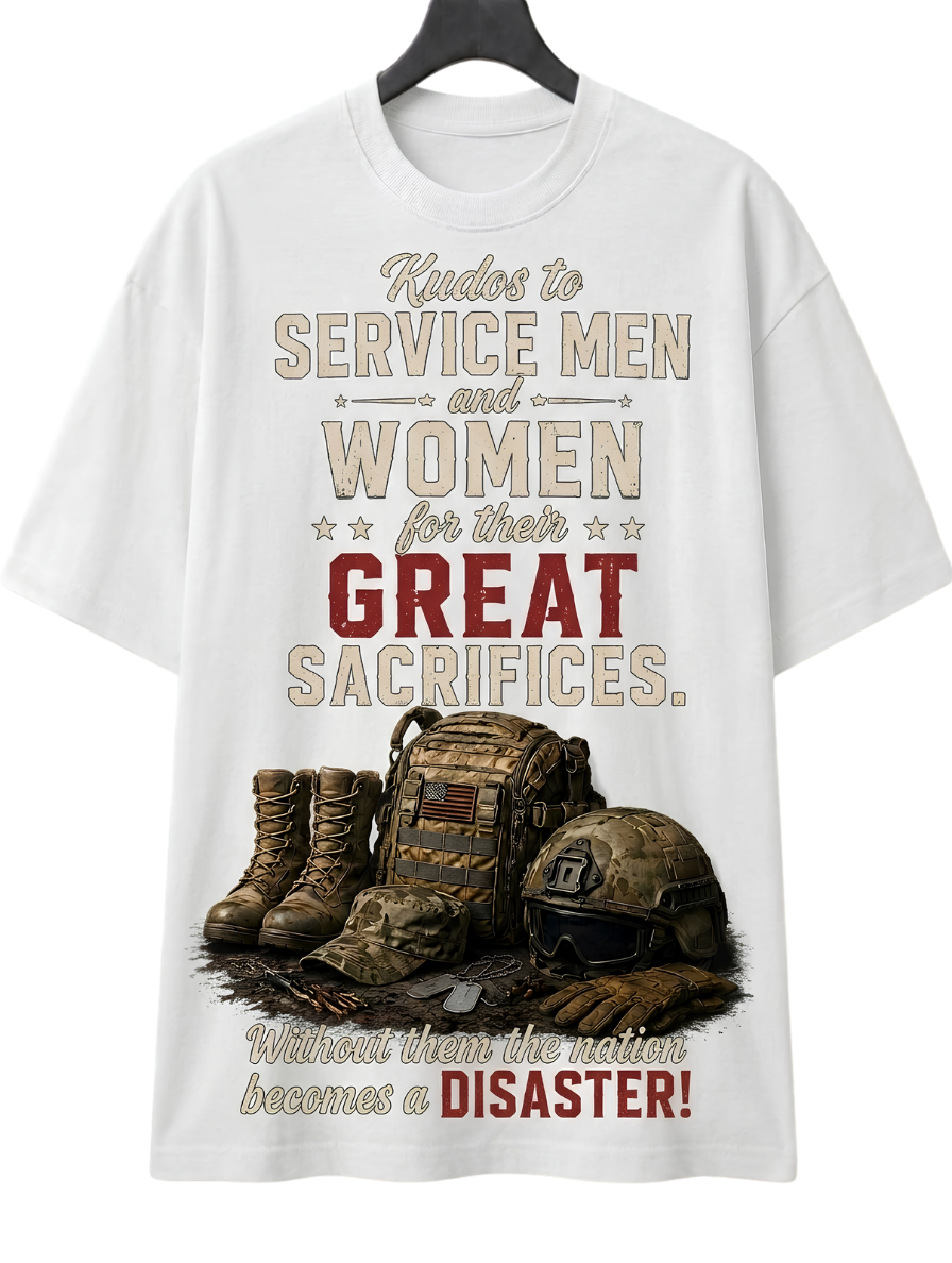 Veterans Tribute T-Shirt — 'Service Men and Women, Great Sacrifices' Military Memorial Tee