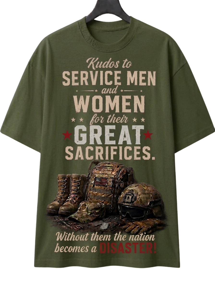 Veterans Tribute T-Shirt — 'Service Men and Women, Great Sacrifices' Military Memorial Tee