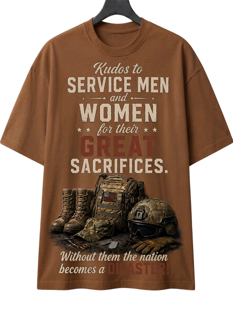 Veterans Tribute T-Shirt — 'Service Men and Women, Great Sacrifices' Military Memorial Tee
