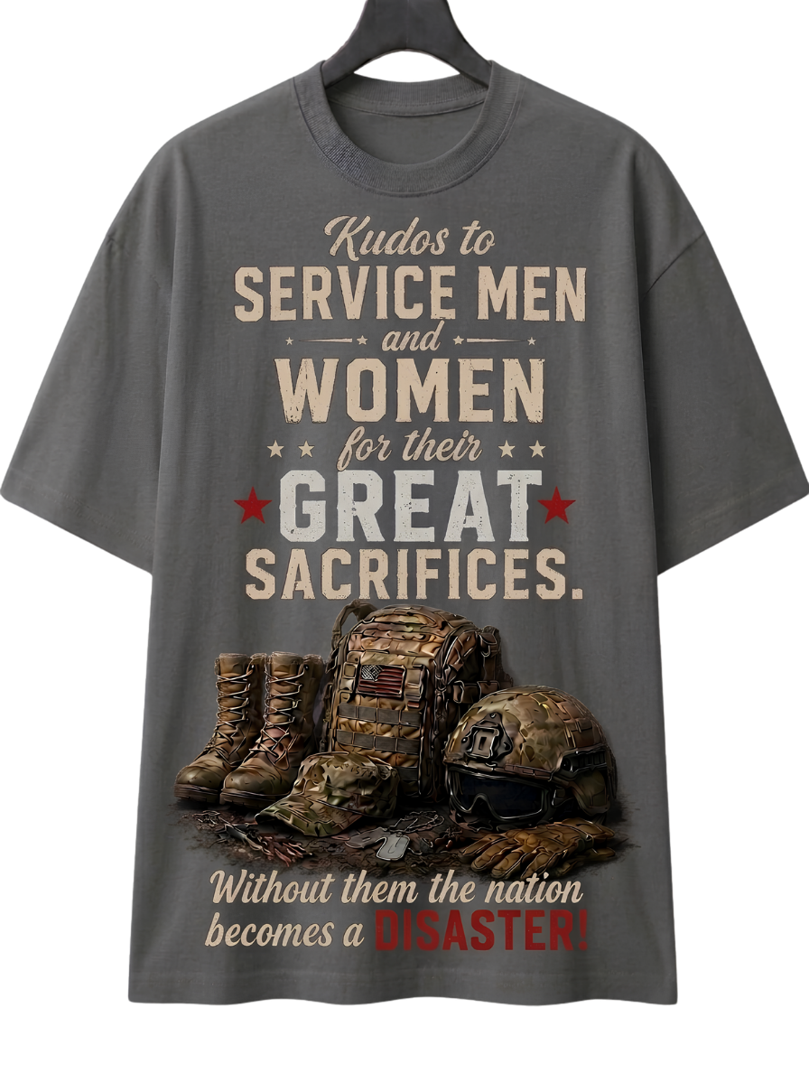 Veterans Tribute T-Shirt — 'Service Men and Women, Great Sacrifices' Military Memorial Tee