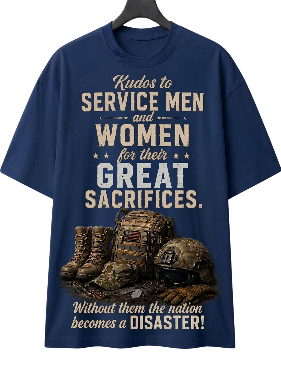 Veterans Tribute T-Shirt — 'Service Men and Women, Great Sacrifices' Military Memorial Tee