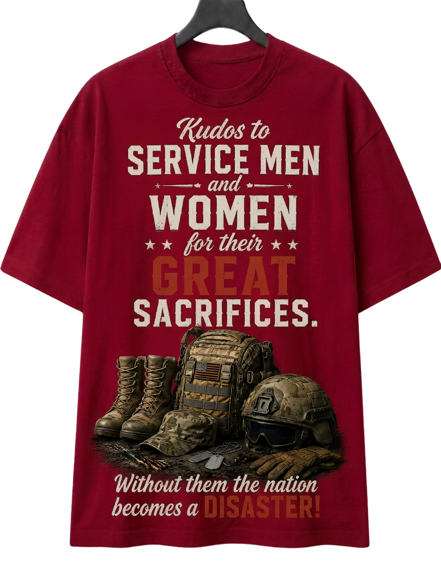 Veterans Tribute T-Shirt — 'Service Men and Women, Great Sacrifices' Military Memorial Tee