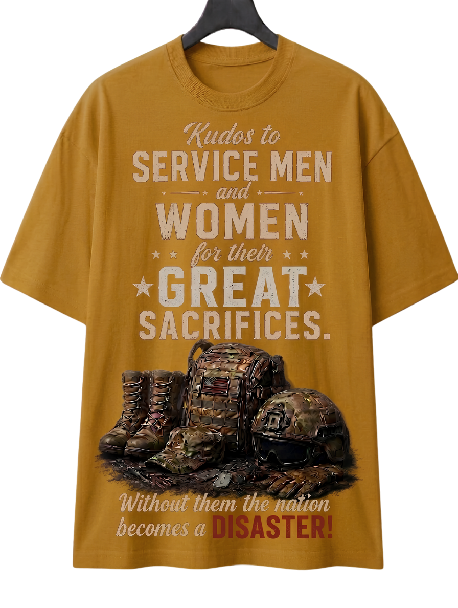 Veterans Tribute T-Shirt — 'Service Men and Women, Great Sacrifices' Military Memorial Tee