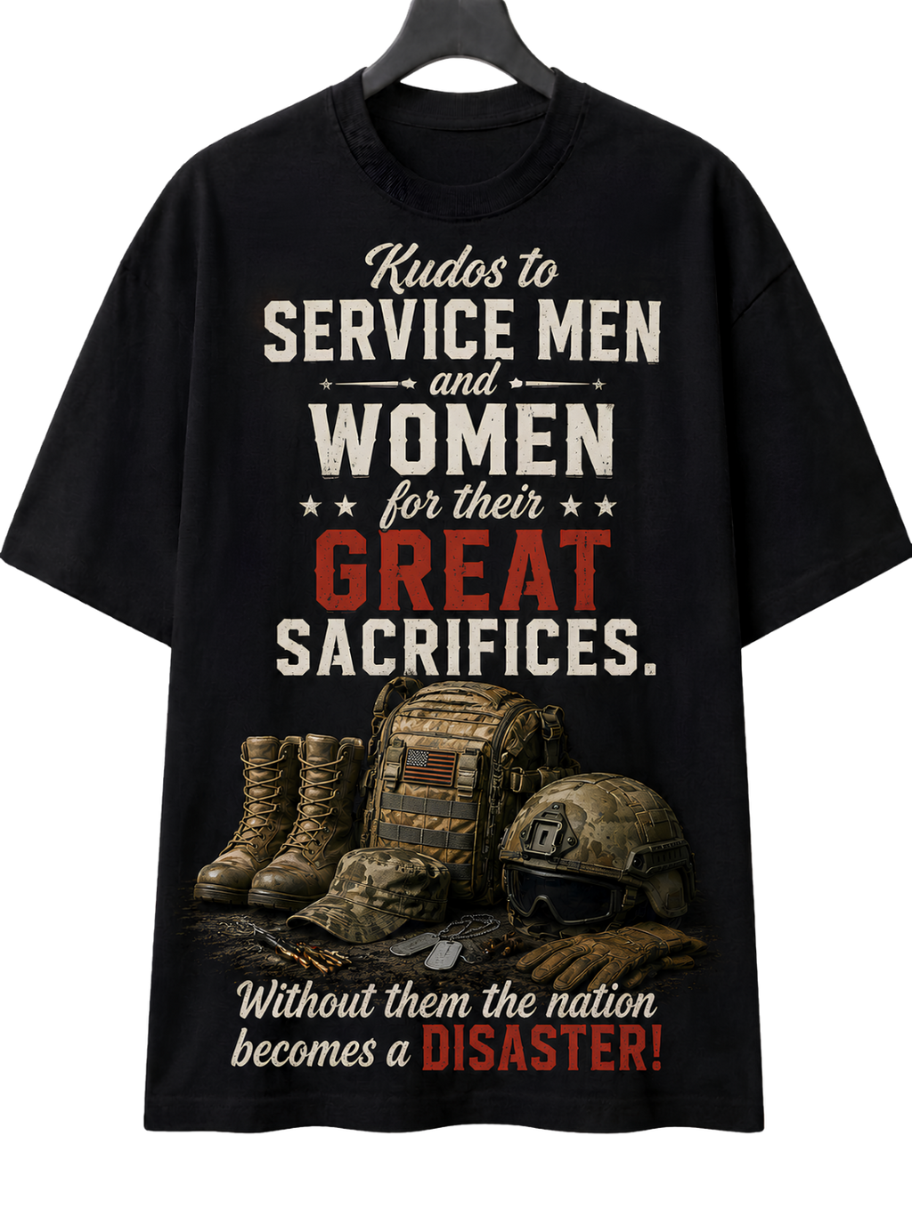Veterans Tribute T-Shirt — 'Service Men and Women, Great Sacrifices' Military Memorial Tee
