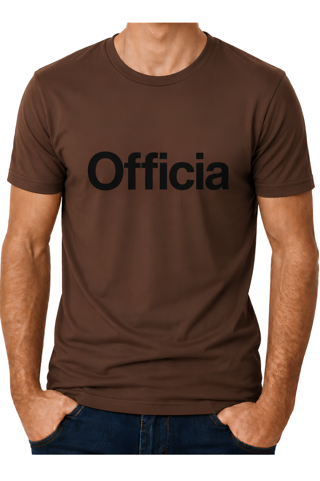 Official Graphic T-Shirt - Minimalist Brown 'Official' Chest Print