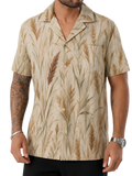 Men's Tropical Palm Camp Shirt - Vintage Beige Aloha Button-Up