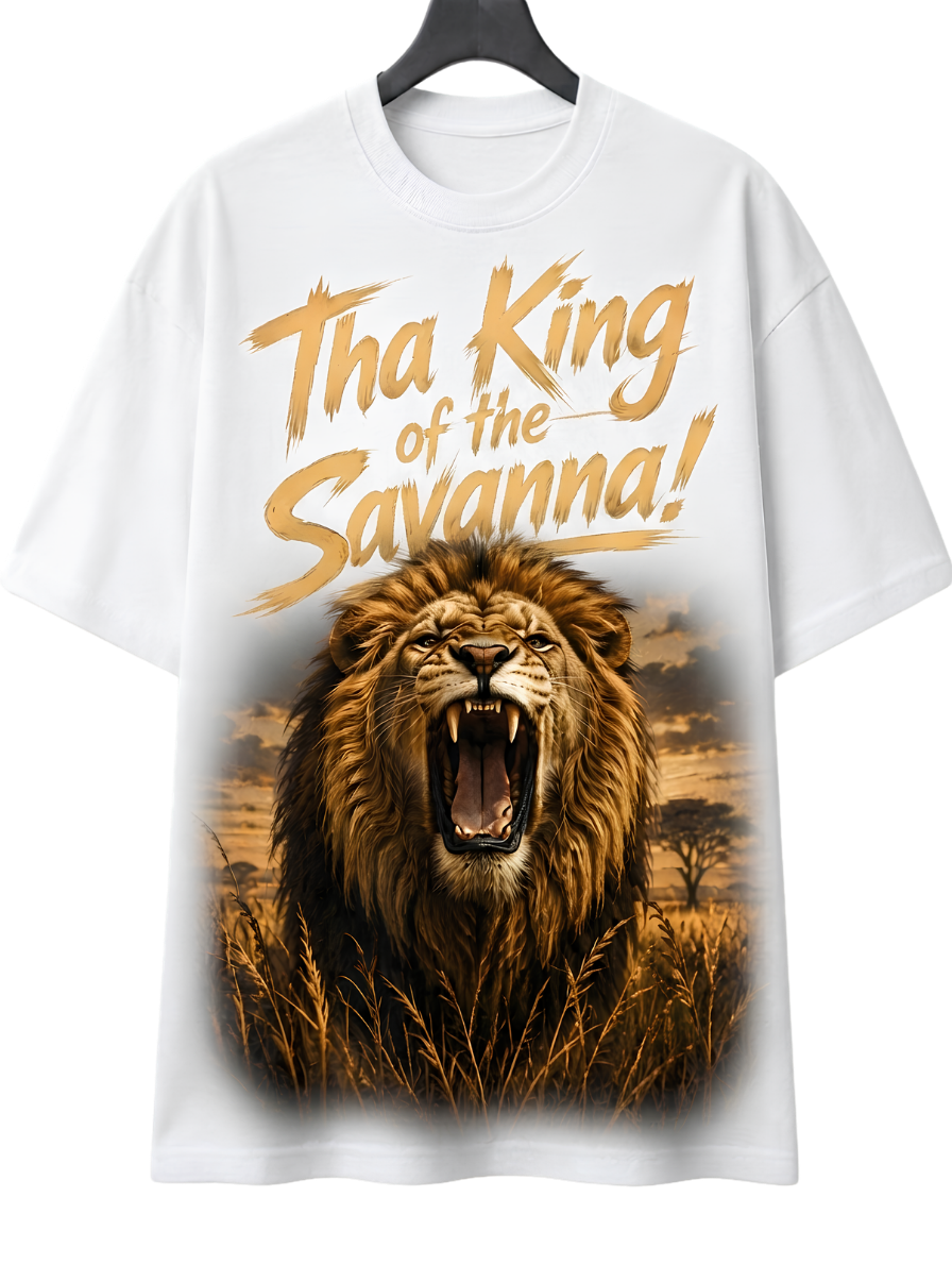 Lion Graphic T-Shirt — "The King" Vintage Wildlife Tee