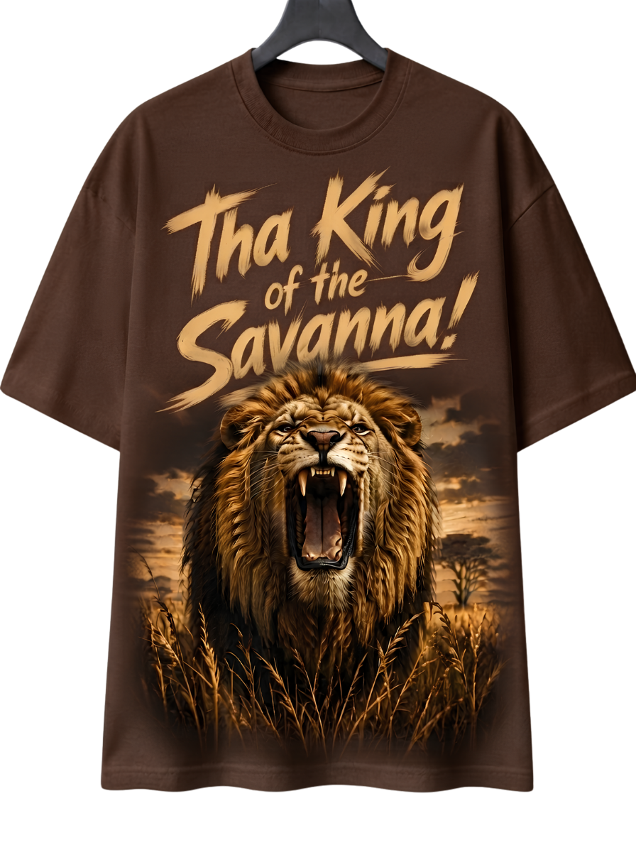 Lion Graphic T-Shirt — "The King" Vintage Wildlife Tee