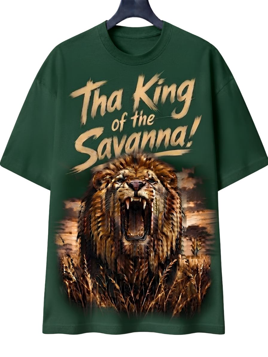 Lion Graphic T-Shirt — "The King" Vintage Wildlife Tee