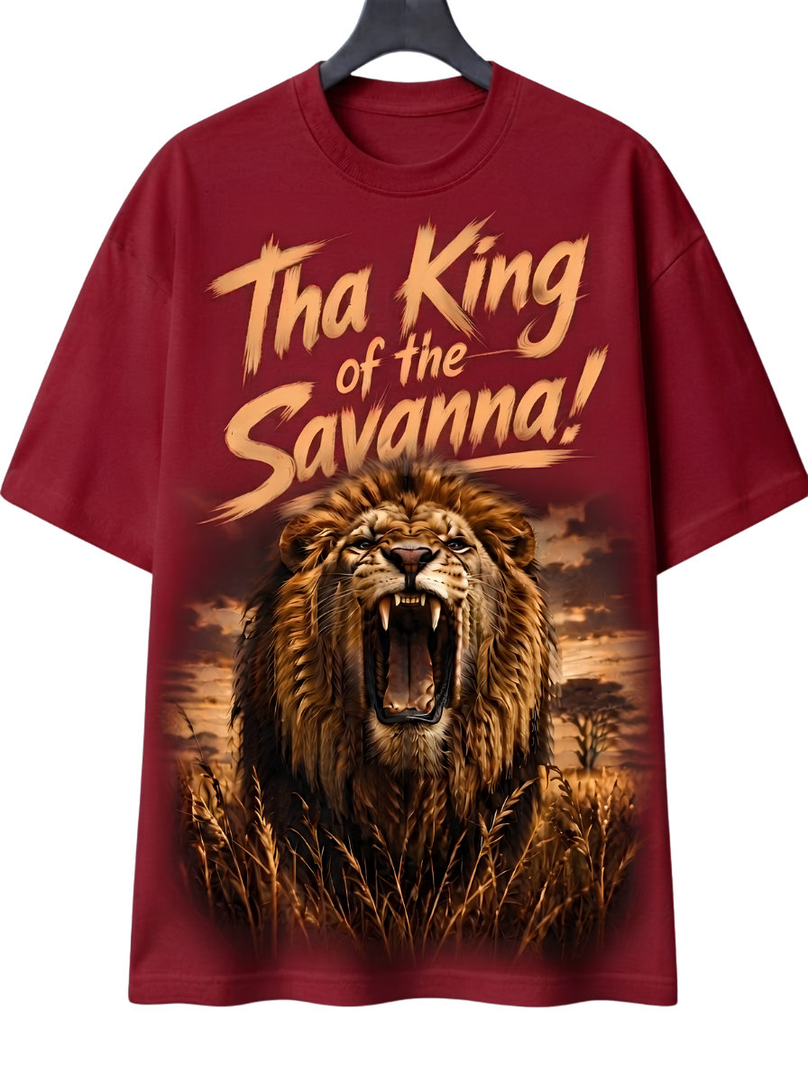 Lion Graphic T-Shirt — "The King" Vintage Wildlife Tee