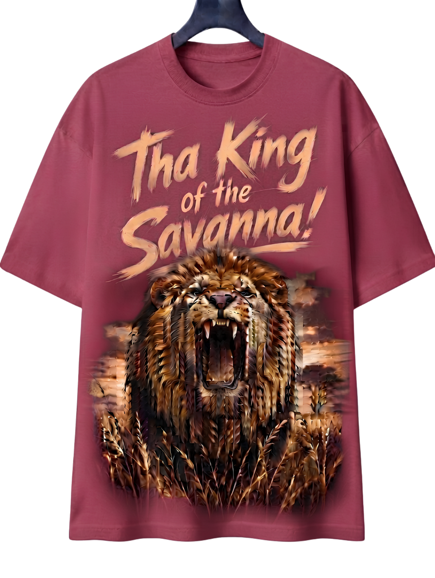 Lion Graphic T-Shirt — "The King" Vintage Wildlife Tee