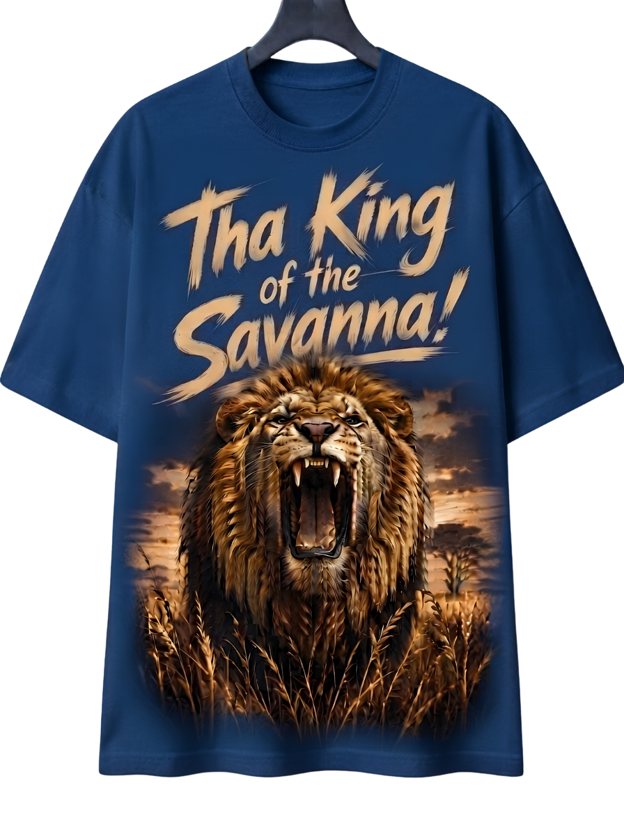 Lion Graphic T-Shirt — "The King" Vintage Wildlife Tee