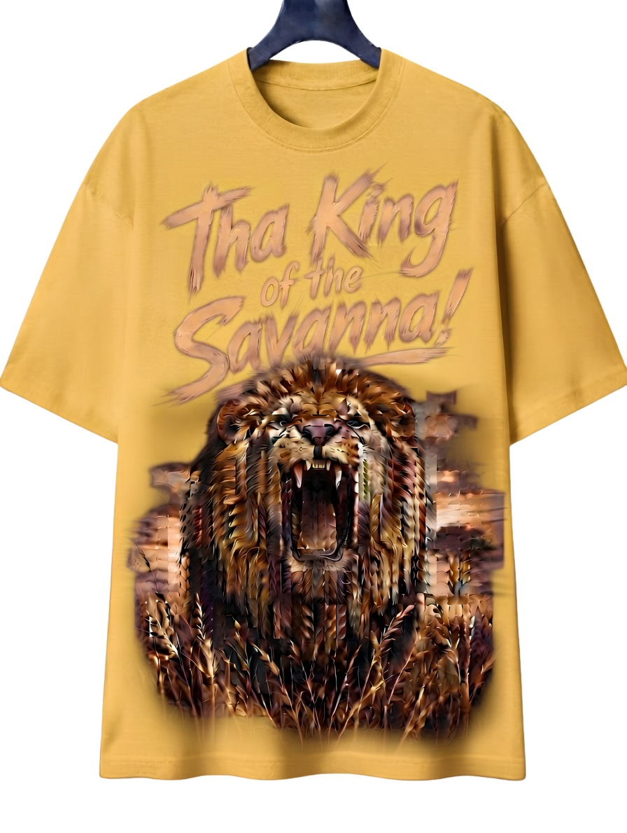 Lion Graphic T-Shirt — "The King" Vintage Wildlife Tee
