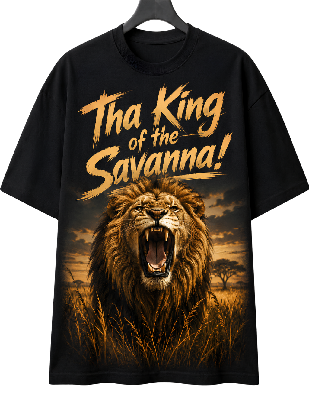 Lion Graphic T-Shirt — "The King" Vintage Wildlife Tee
