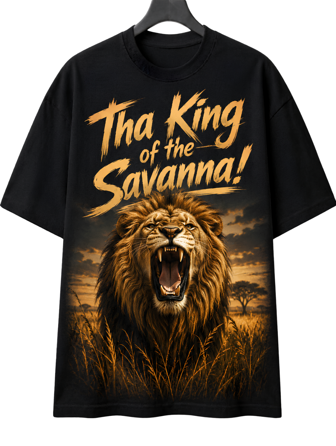 Lion Graphic T-Shirt — "The King" Vintage Wildlife Tee