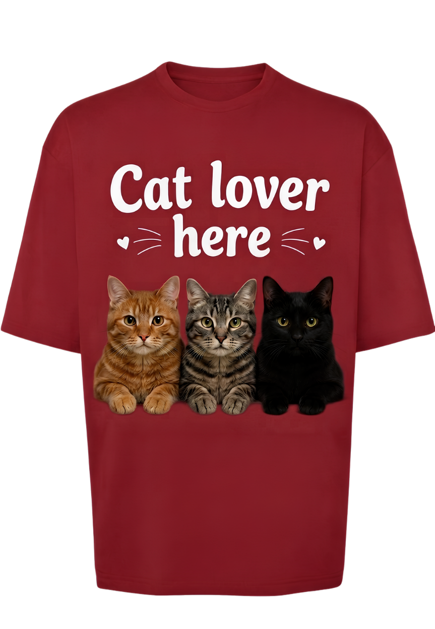 Cat Lover Here T-Shirt — Cute Cat Trio Graphic Tee