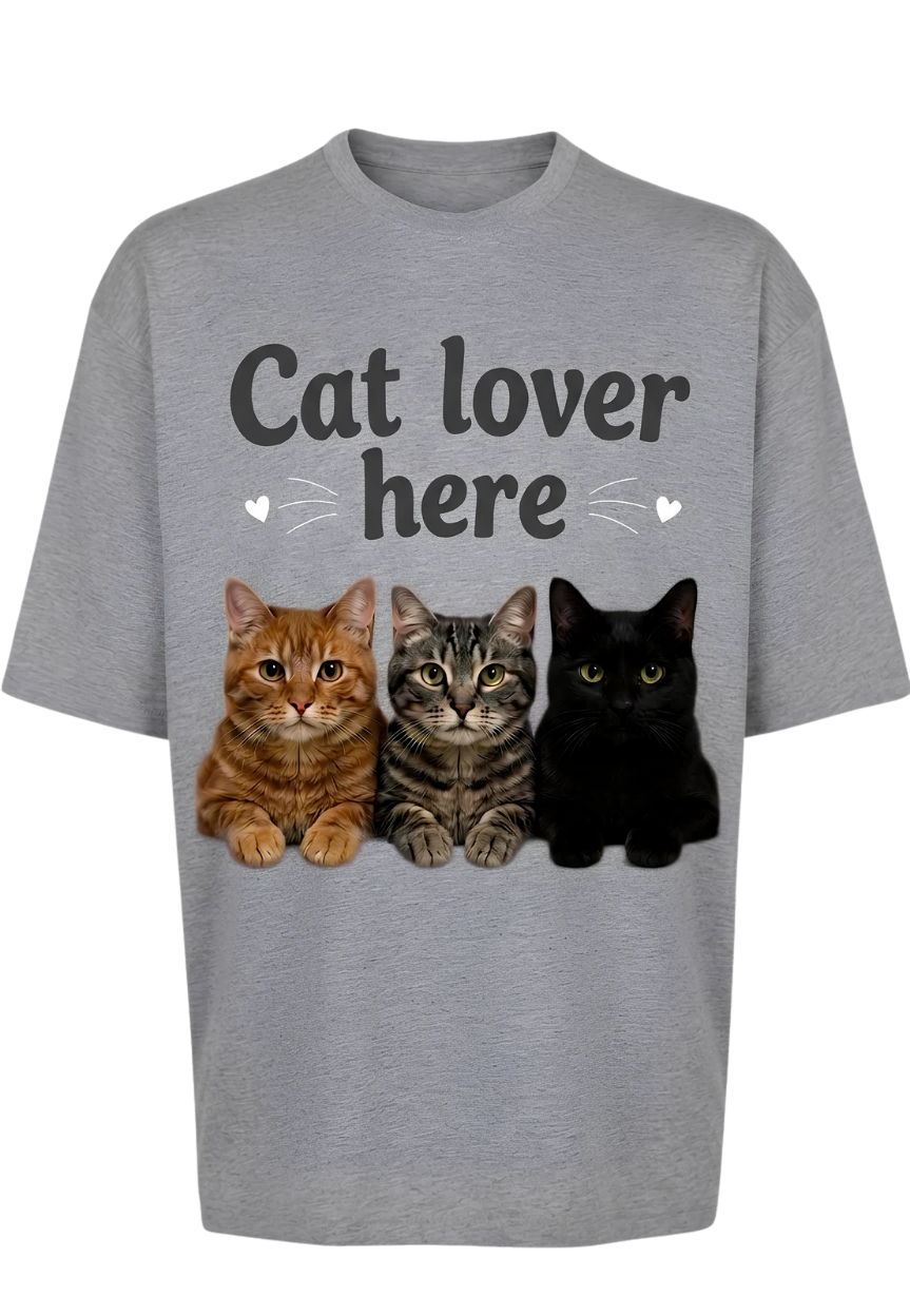 Cat Lover Here T-Shirt — Cute Cat Trio Graphic Tee