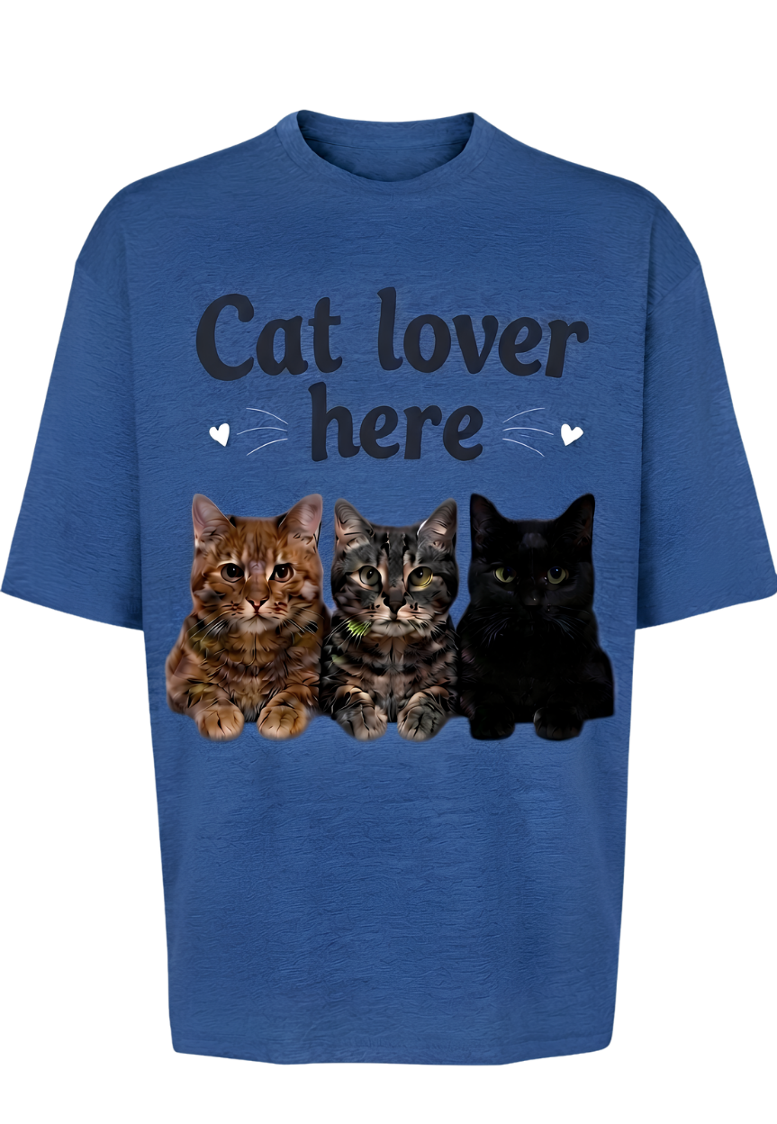 Cat Lover Here T-Shirt — Cute Cat Trio Graphic Tee