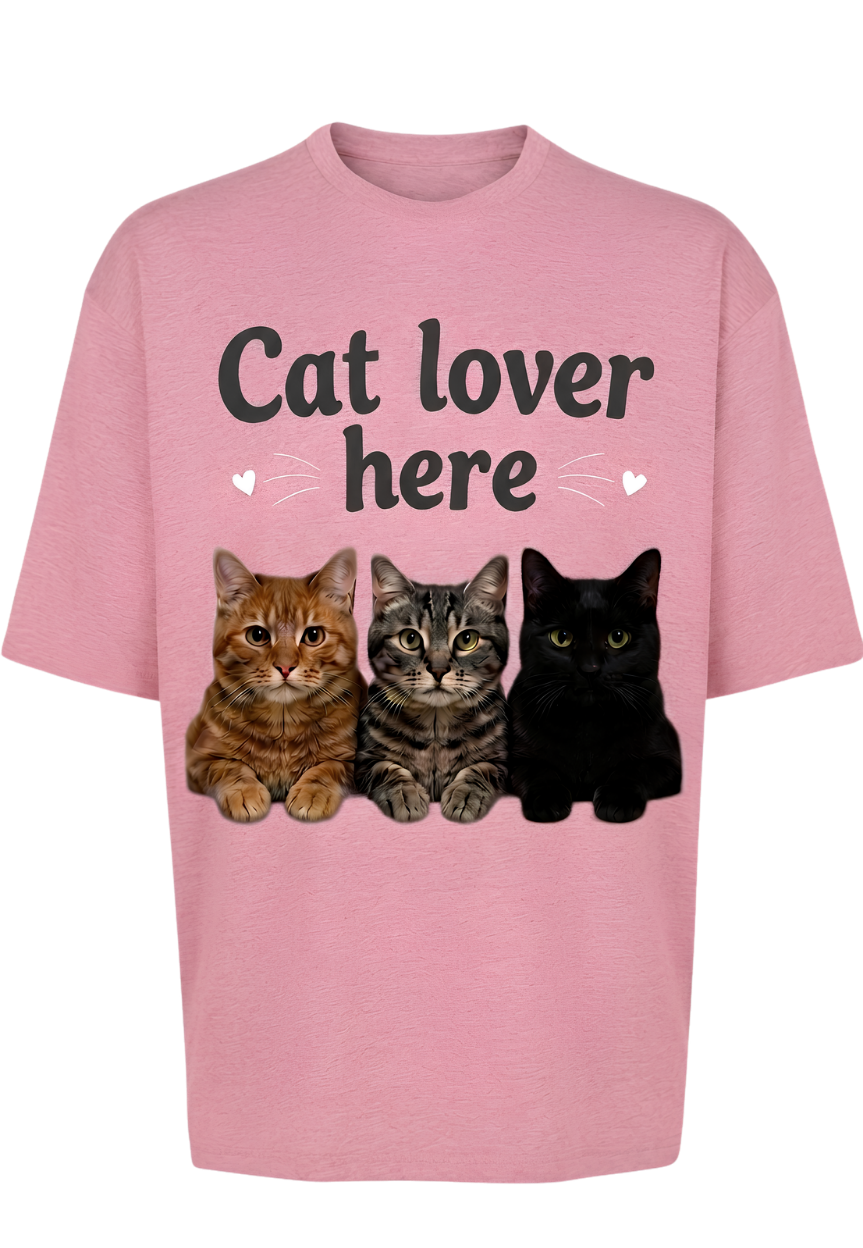 Cat Lover Here T-Shirt — Cute Cat Trio Graphic Tee