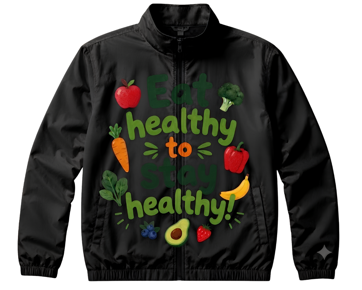 Eat Healthy Stay Cute Hooded Long Sleeve Tee