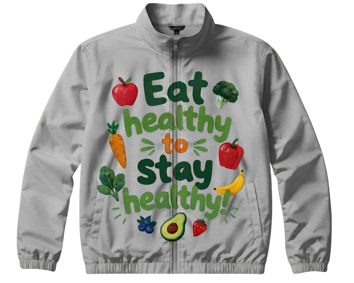 Eat Healthy Stay Cute Hooded Long Sleeve Tee
