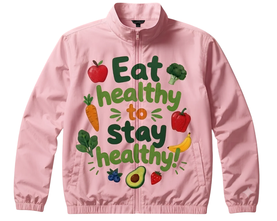 Eat Healthy Stay Cute Hooded Long Sleeve Tee