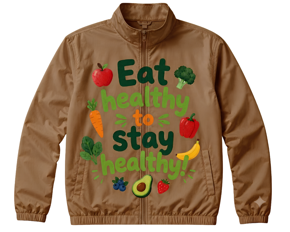 Eat Healthy Stay Cute Hooded Long Sleeve Tee