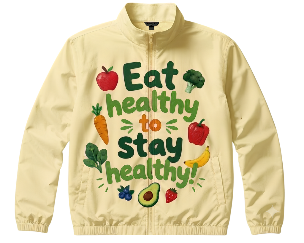 Eat Healthy Stay Cute Hooded Long Sleeve Tee