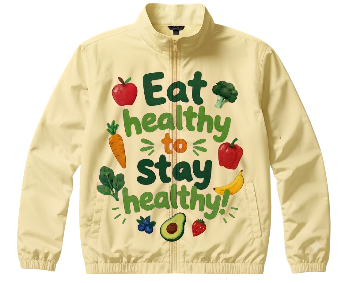 Eat Healthy Stay Cute Hooded Long Sleeve Tee