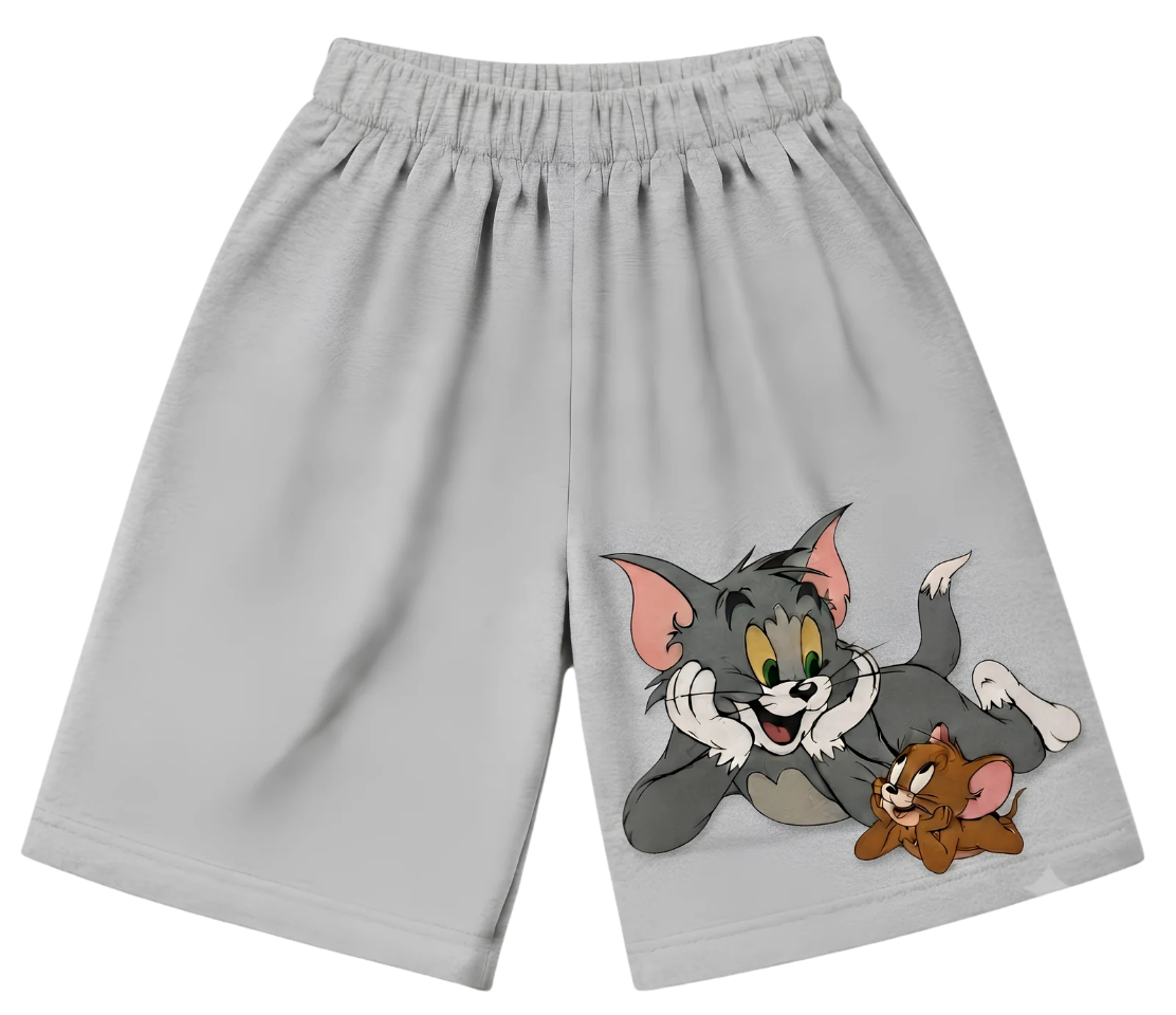 Kids Lounge Pants — White Relaxed Fit with Red Pocket & Cute Puppy Graphic