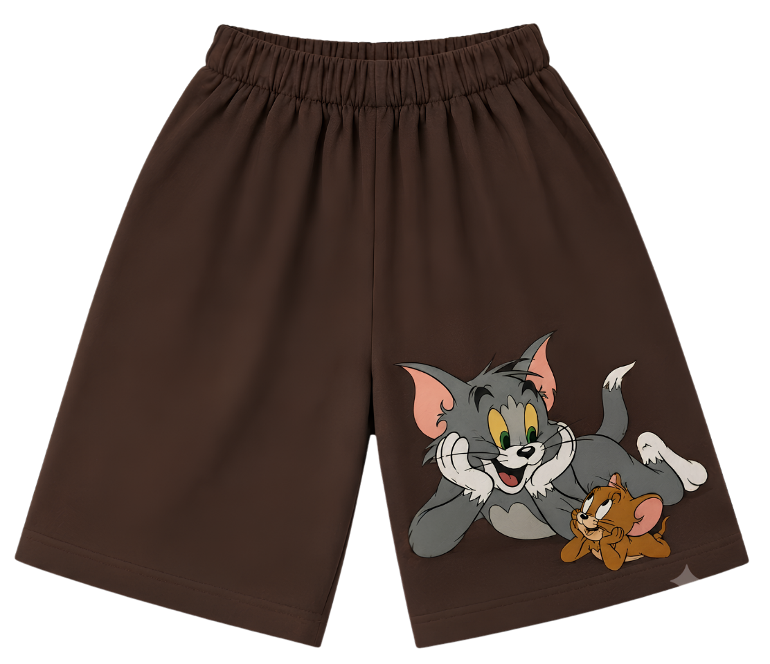 Kids Lounge Pants — White Relaxed Fit with Red Pocket & Cute Puppy Graphic