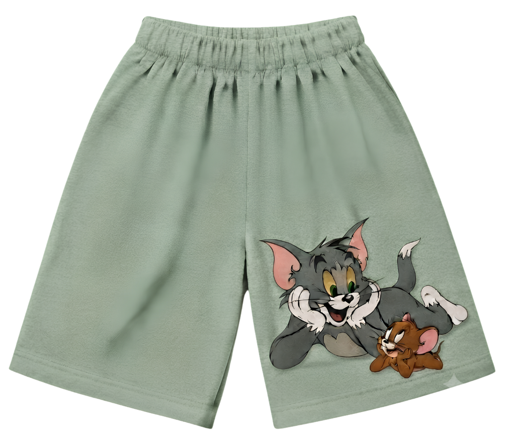 Kids Lounge Pants — White Relaxed Fit with Red Pocket & Cute Puppy Graphic