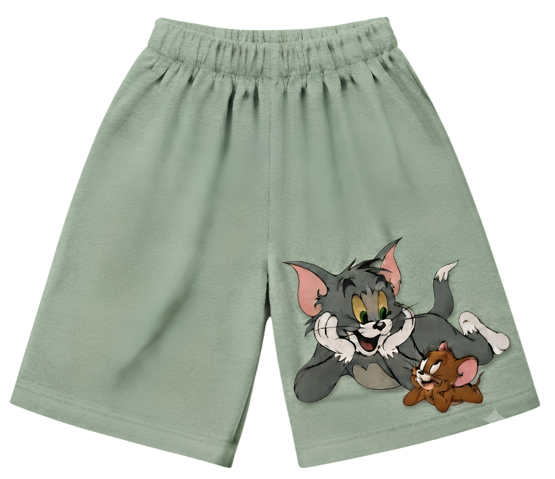 Kids Lounge Pants — White Relaxed Fit with Red Pocket & Cute Puppy Graphic