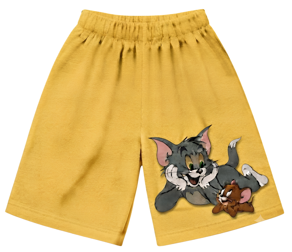 Kids Lounge Pants — White Relaxed Fit with Red Pocket & Cute Puppy Graphic