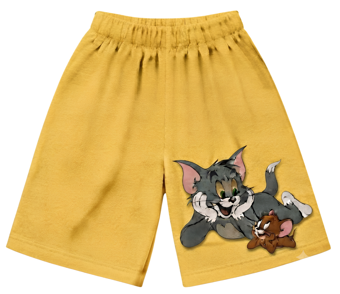 Kids Lounge Pants — White Relaxed Fit with Red Pocket & Cute Puppy Graphic