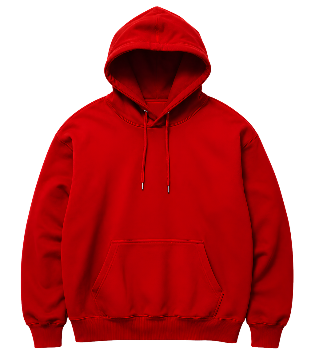Red Hoodie Graphic Long-Sleeve Hooded Tee