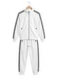 Men's White Bomber Jacket – Minimalist AOP Zip-Up with Black Trim
