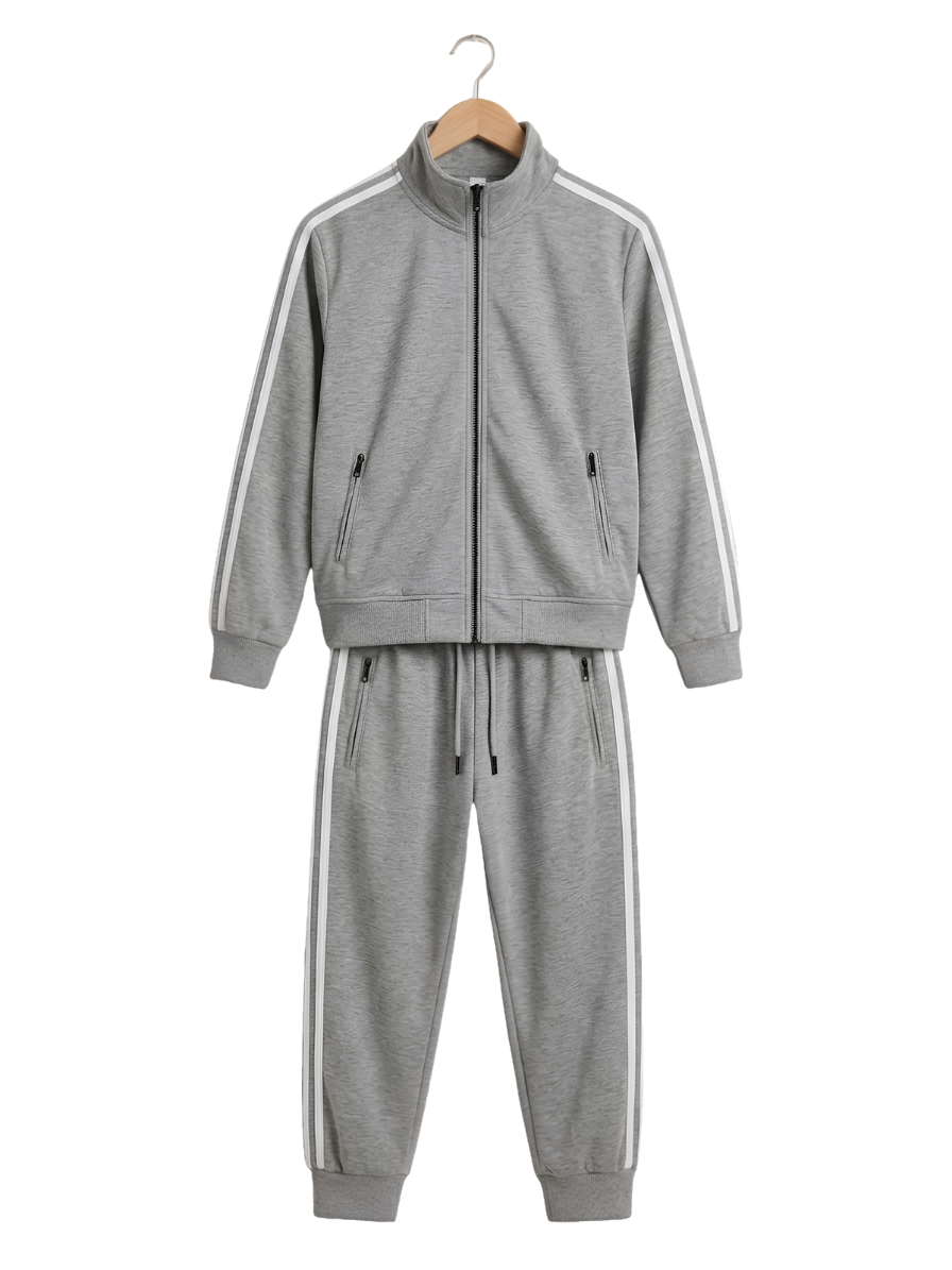 Men's White Bomber Jacket – Minimalist AOP Zip-Up with Black Trim