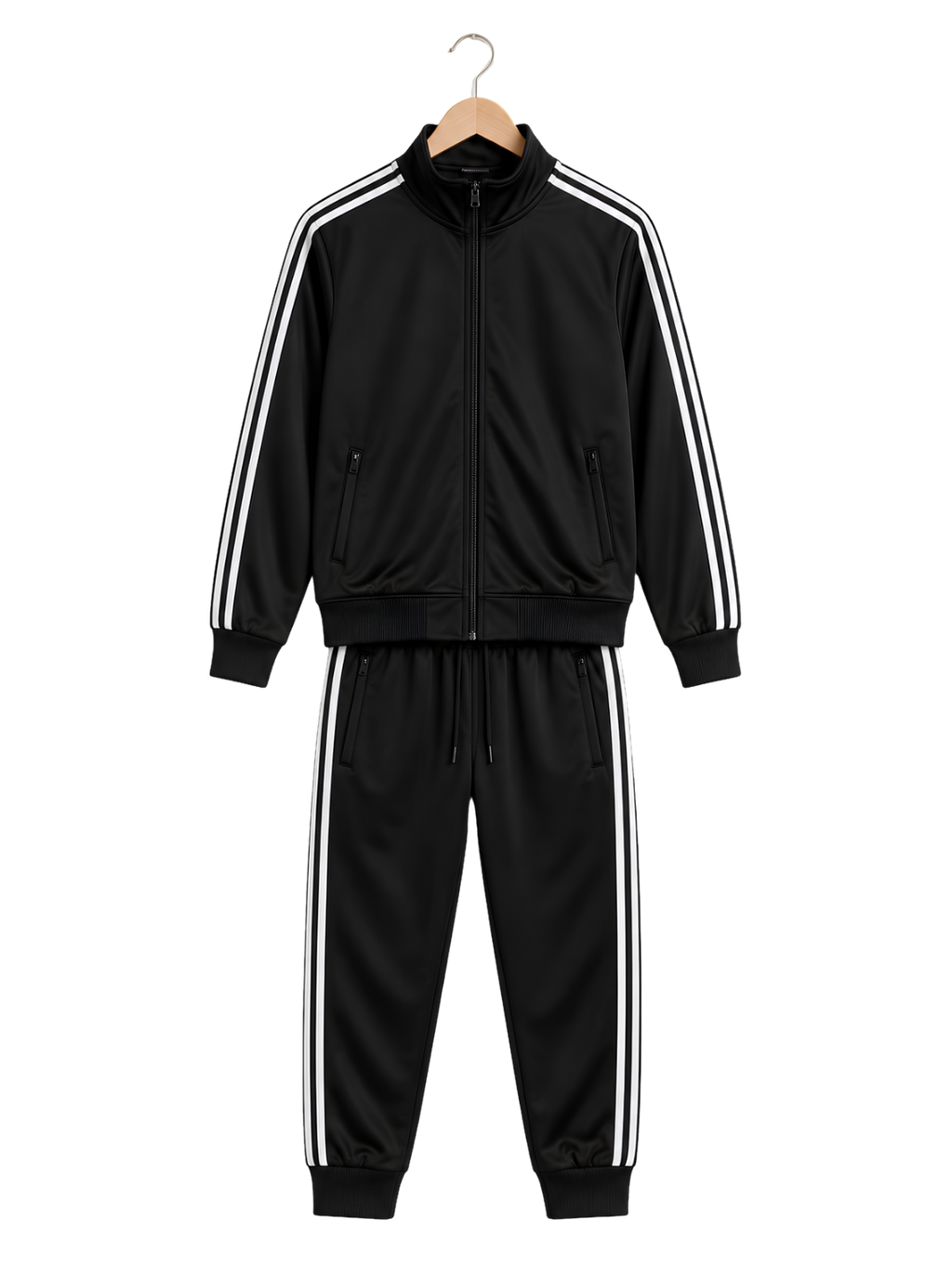 Men's White Bomber Jacket – Minimalist AOP Zip-Up with Black Trim