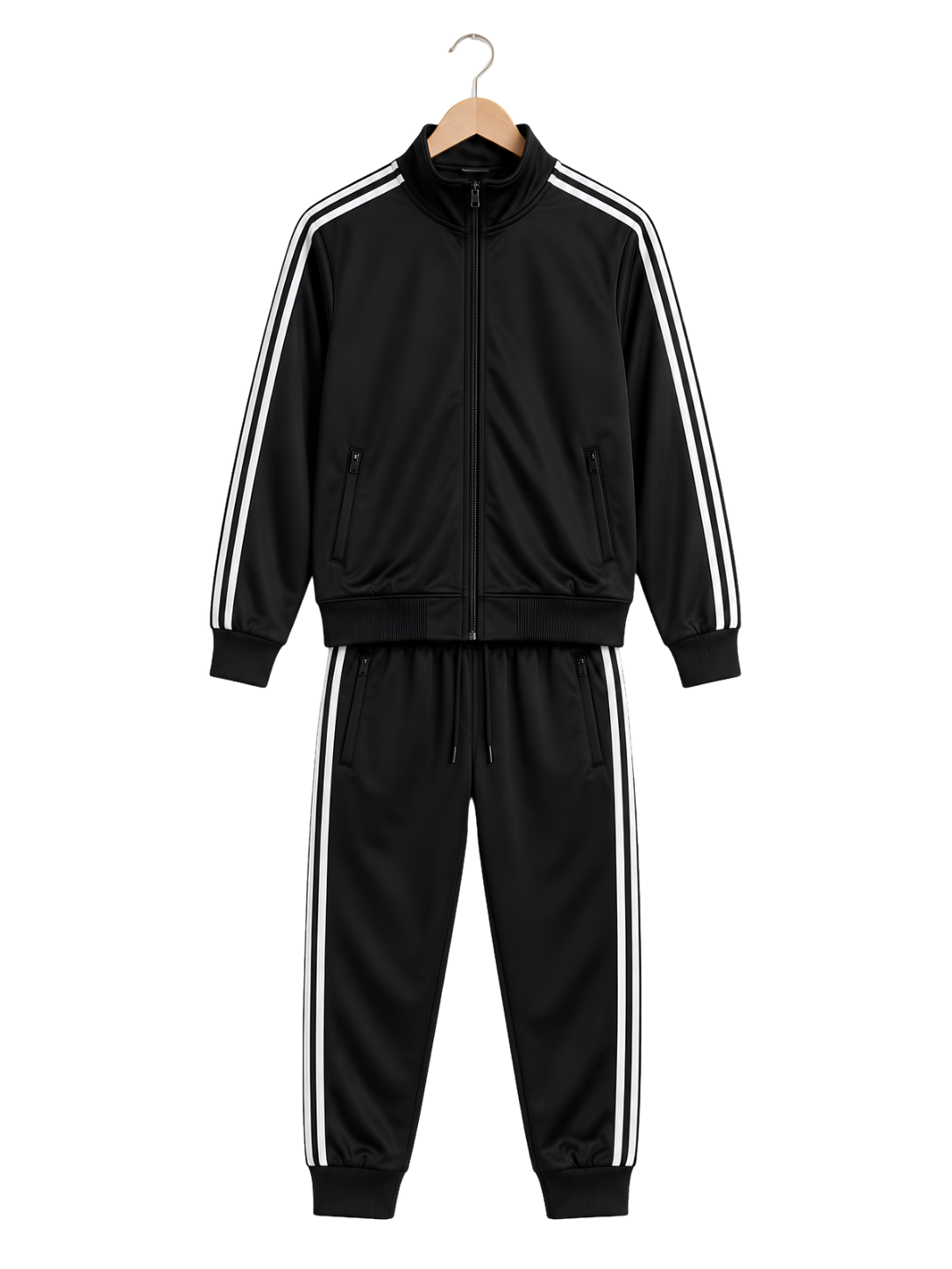 Men's White Bomber Jacket – Minimalist AOP Zip-Up with Black Trim