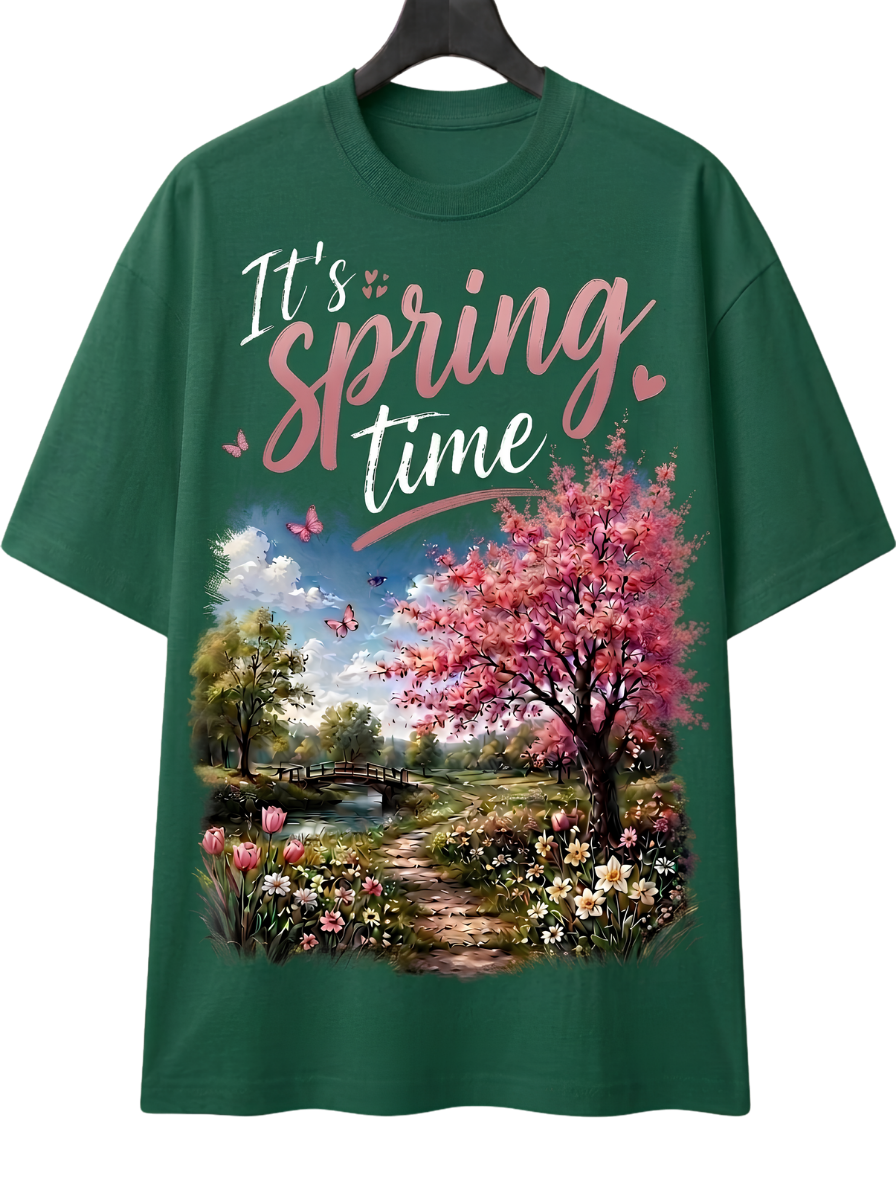 Springtime Scenic Tee — Cherry Blossom Landscape Graphic T-Shirt
