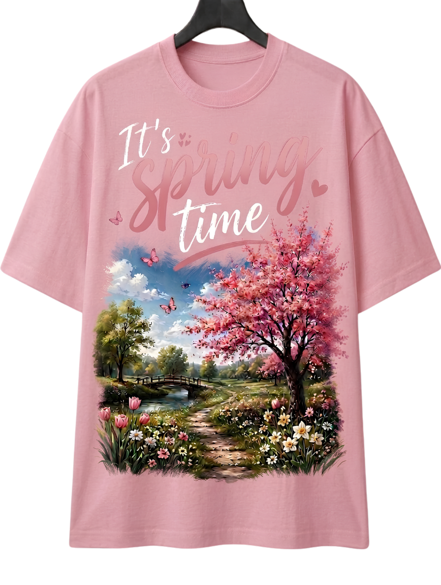 Springtime Scenic Tee — Cherry Blossom Landscape Graphic T-Shirt