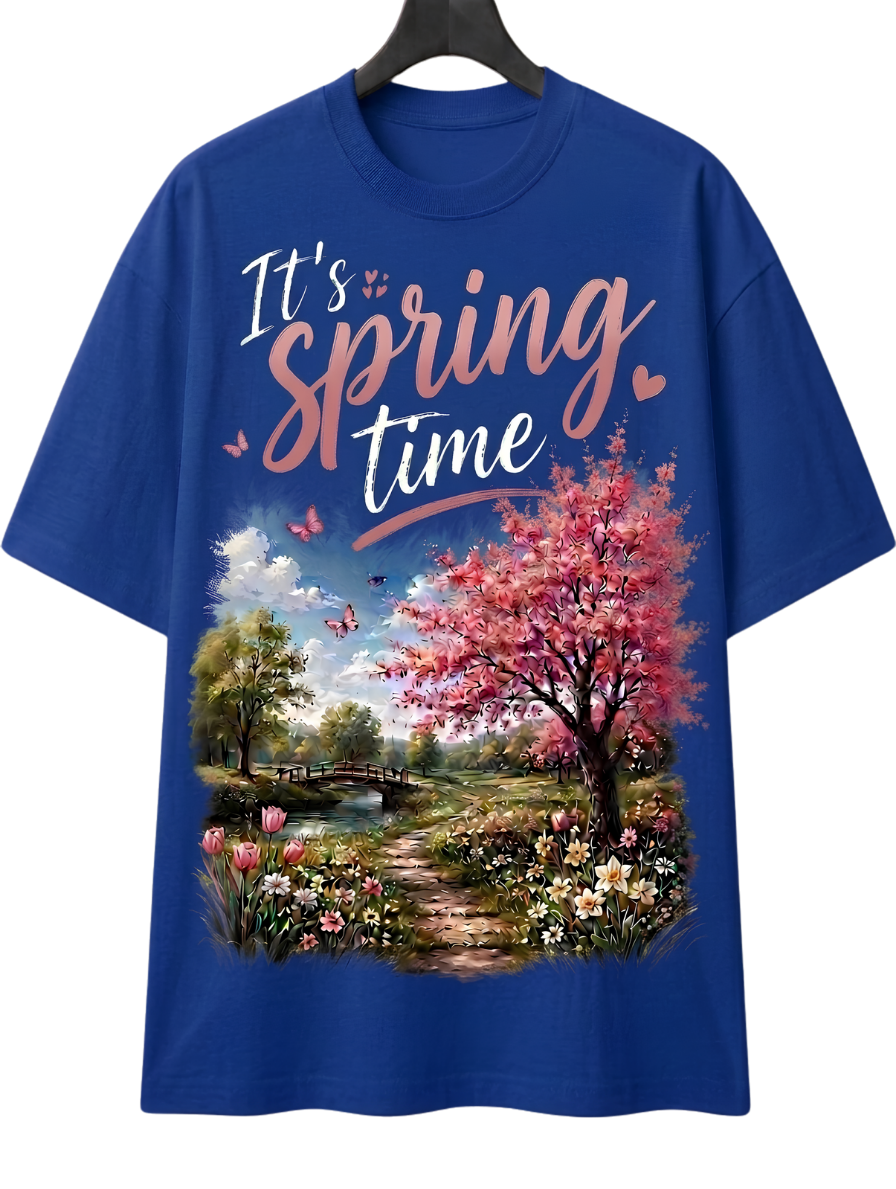 Springtime Scenic Tee — Cherry Blossom Landscape Graphic T-Shirt