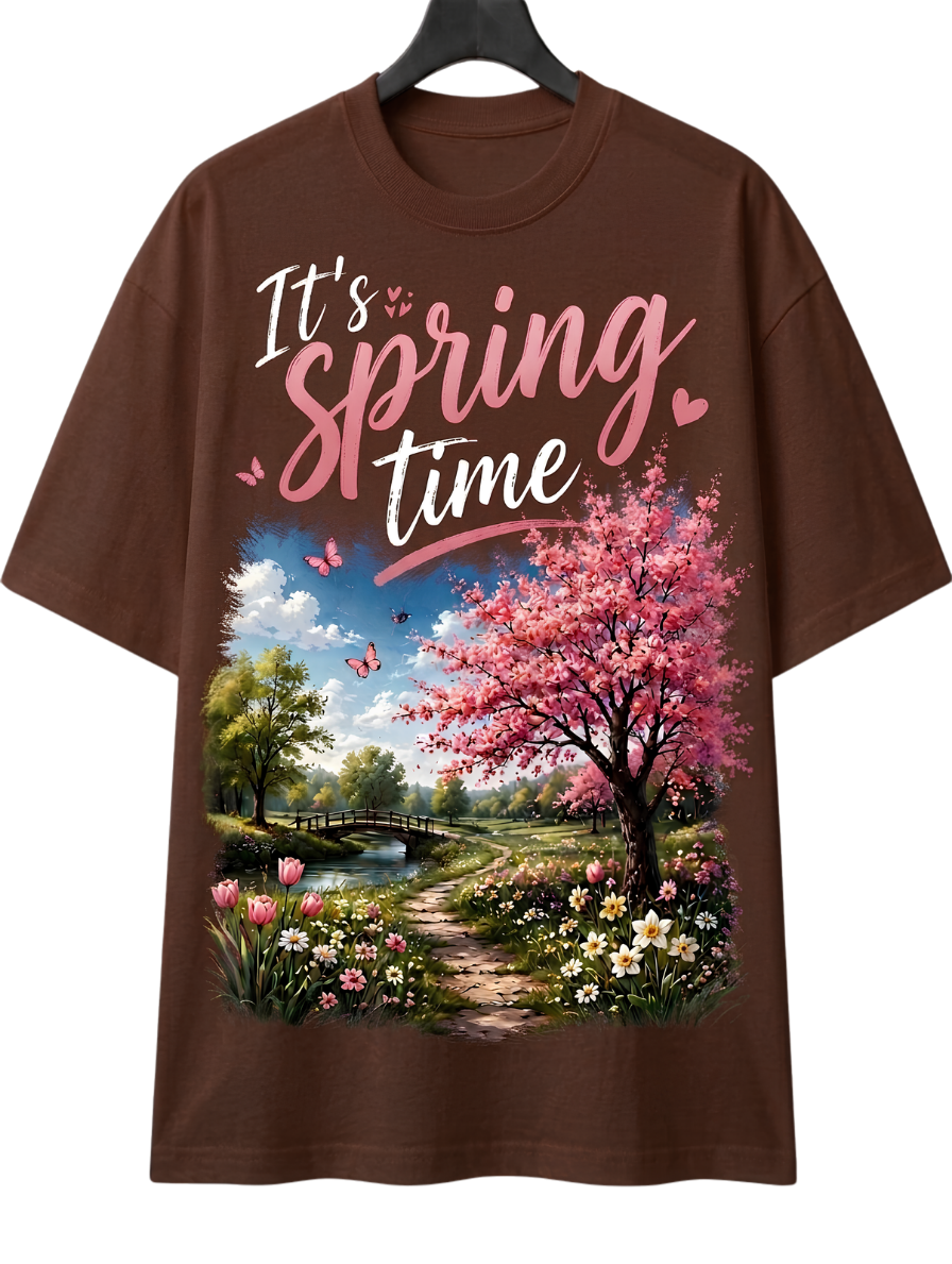 Springtime Scenic Tee — Cherry Blossom Landscape Graphic T-Shirt