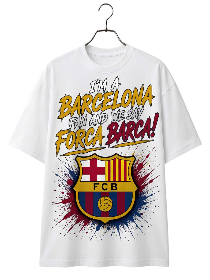 Barcelona Football Club Tee — FC Barcelona Crest & "Barca Forca" Graphic T-Shirt