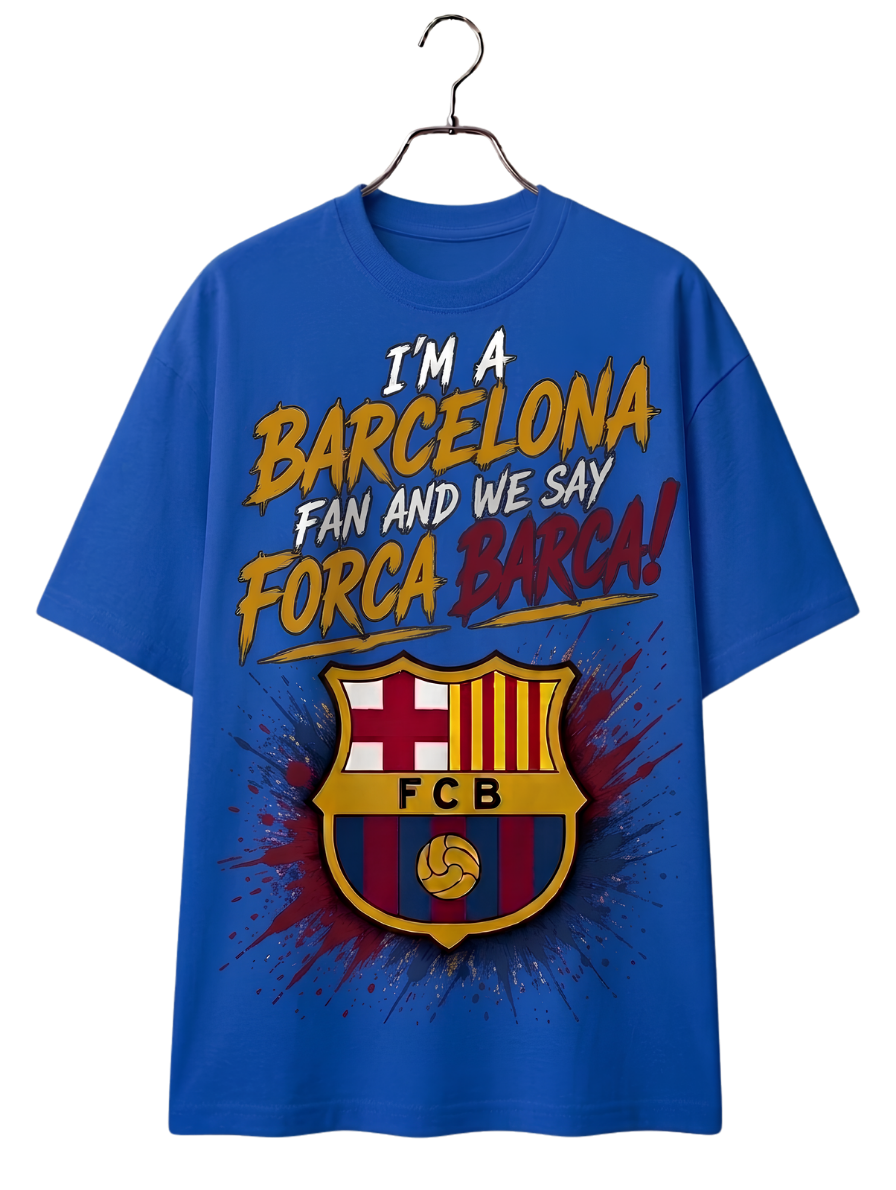 Barcelona Football Club Tee — FC Barcelona Crest & "Barca Forca" Graphic T-Shirt