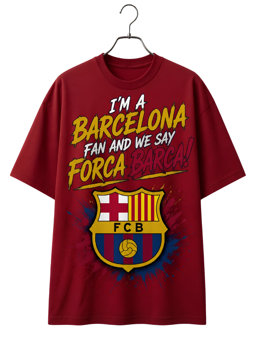 Barcelona Football Club Tee — FC Barcelona Crest & "Barca Forca" Graphic T-Shirt