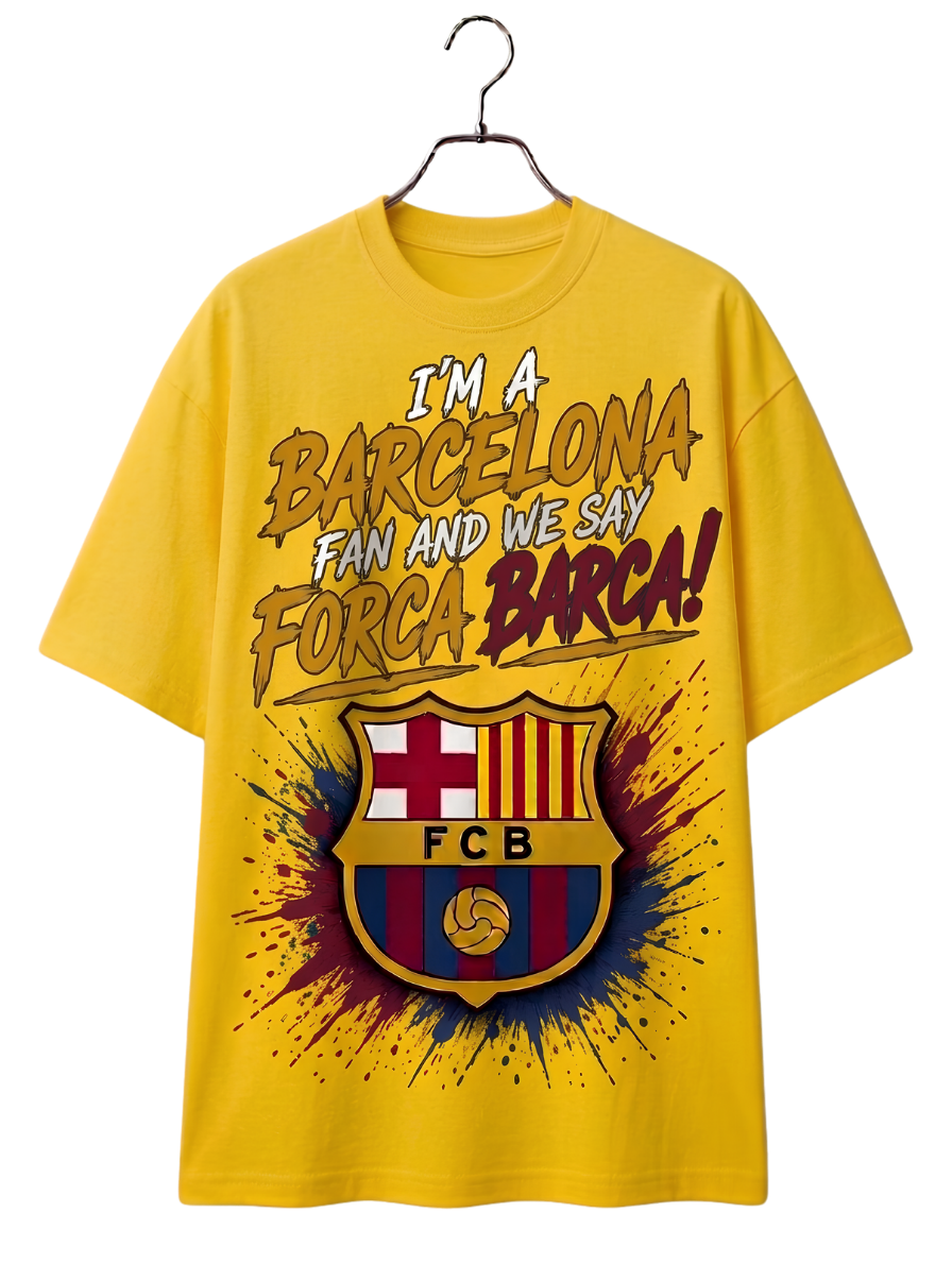 Barcelona Football Club Tee — FC Barcelona Crest & "Barca Forca" Graphic T-Shirt